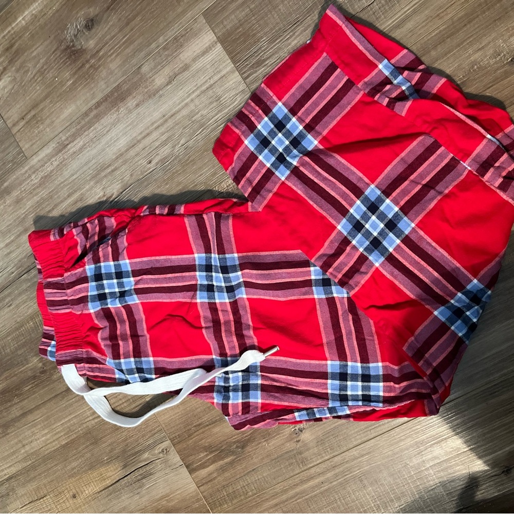 aerie Red Plaid Cotton Pajama Shorts